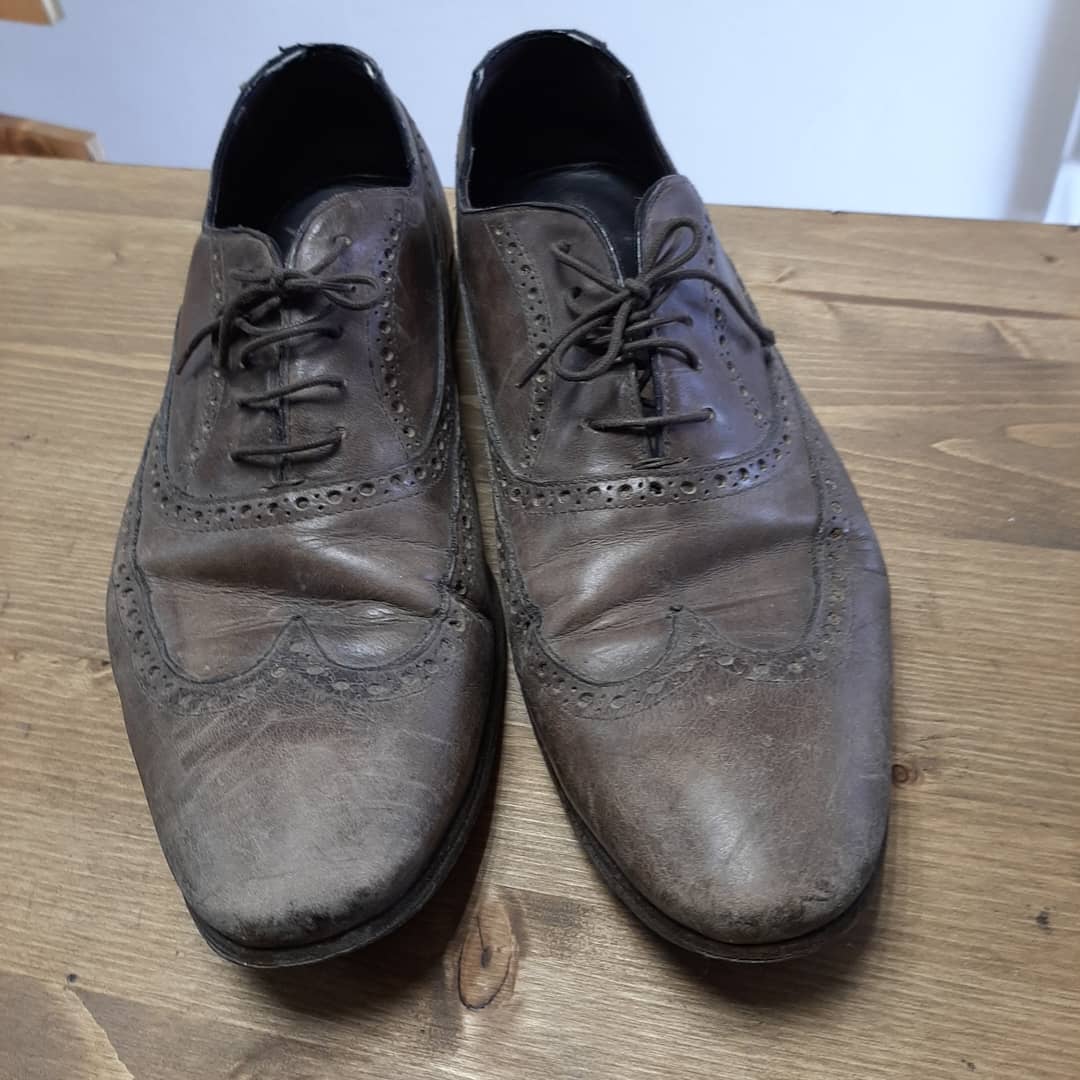 Коричневые броги до реставрации