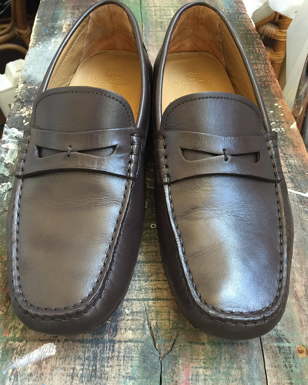 Реставрация лоферов Massimo Dutti